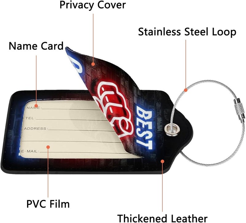 GACCAP 2 Pack Luggage Tags for Suitcase, Privacy Cover ID Label with Stainless Steel and Address Card for Travel Bag Backpack Cruise Ship Essentials Tag Men Boys - Best Gamer - Image 3